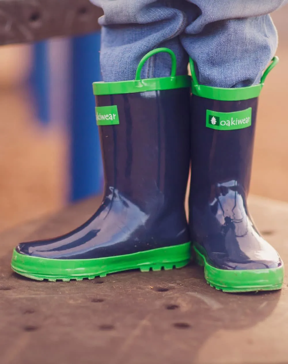 Loop Handle Boots, Navy & Green (Adult)