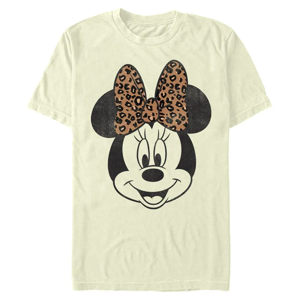 Mad Engine Disney Mickey Mouse & Friends Modern Minnie Face Leopard Beige Men's T-Shirt