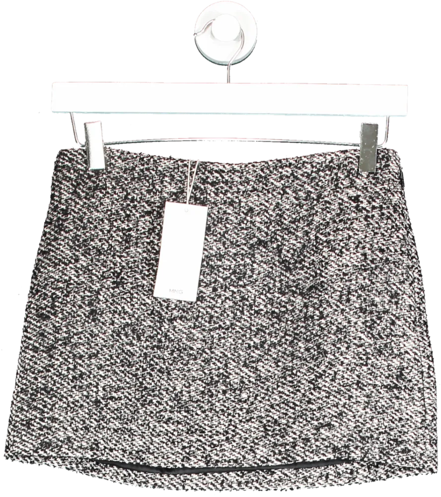 MANGO Black Flecked Tweed Mini-skirt BNWT UK 4