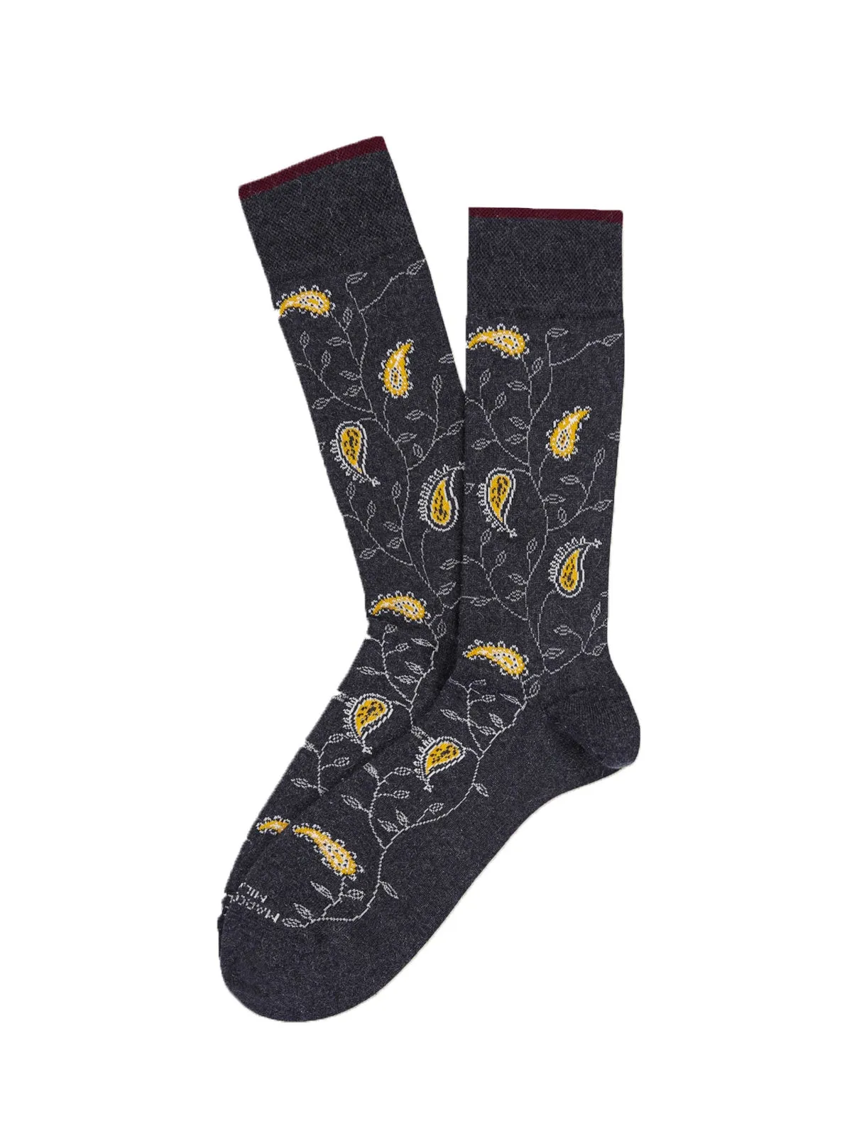 Marcoliani Mousse of Modal Charcoal Paisley Flower Socks