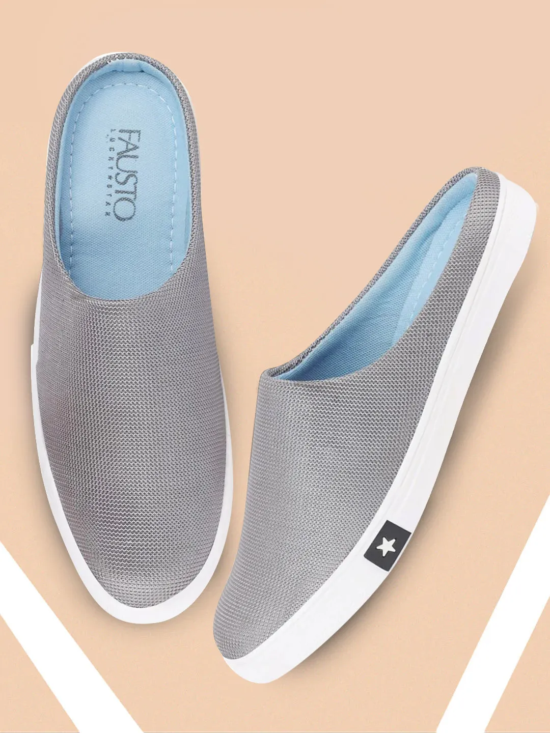 Men Grey Casual Canvas Slip-On Shoes