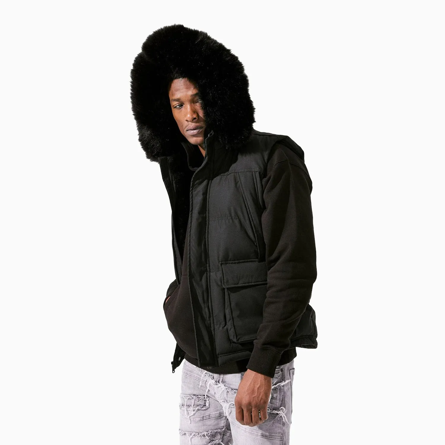 Men's Yukon Fur Lined Hooded Puffer Vest