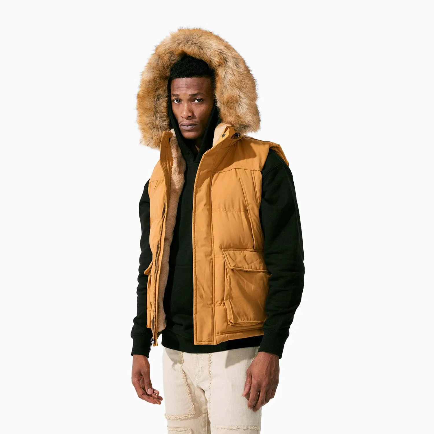 Men's Yukon Fur Lined Hooded Puffer Vest