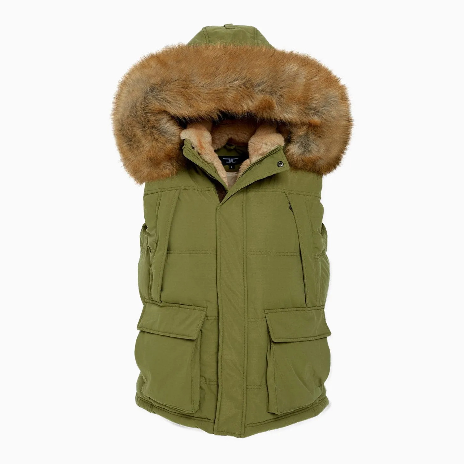 Men's Yukon Fur Lined Hooded Puffer Vest