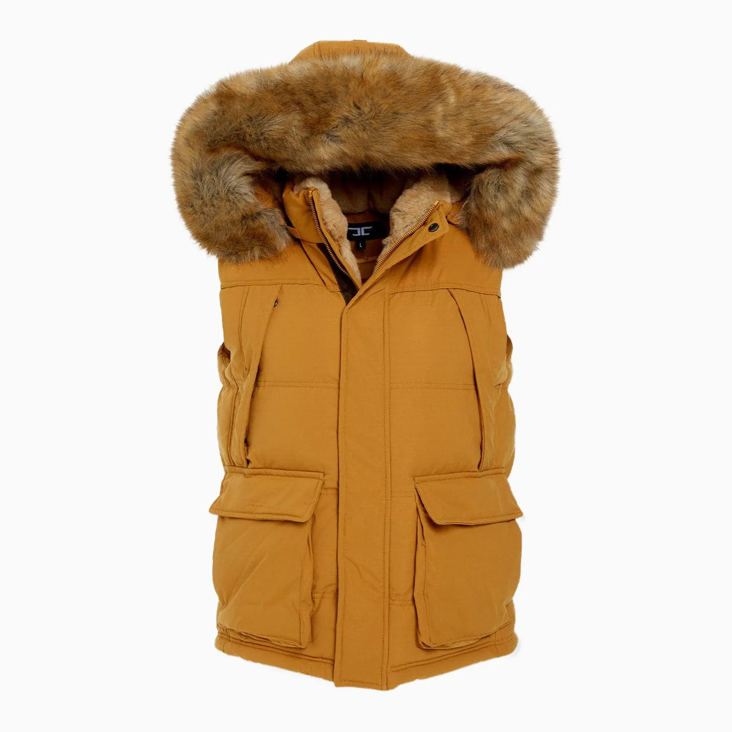 Men's Yukon Fur Lined Hooded Puffer Vest