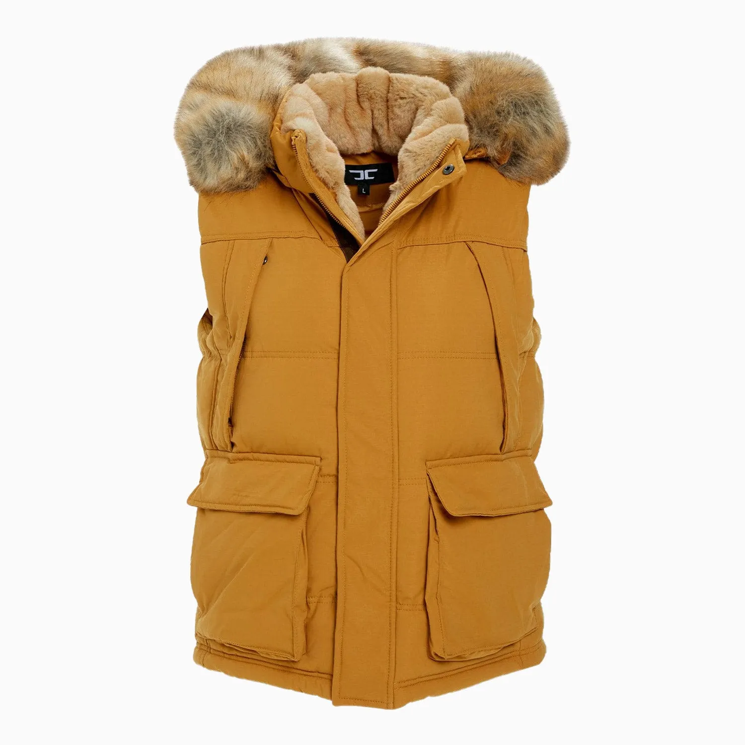 Men's Yukon Fur Lined Hooded Puffer Vest