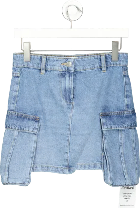 Miss Selfridge Blue Cargo Pocket Denim Mini Skirt UK 8