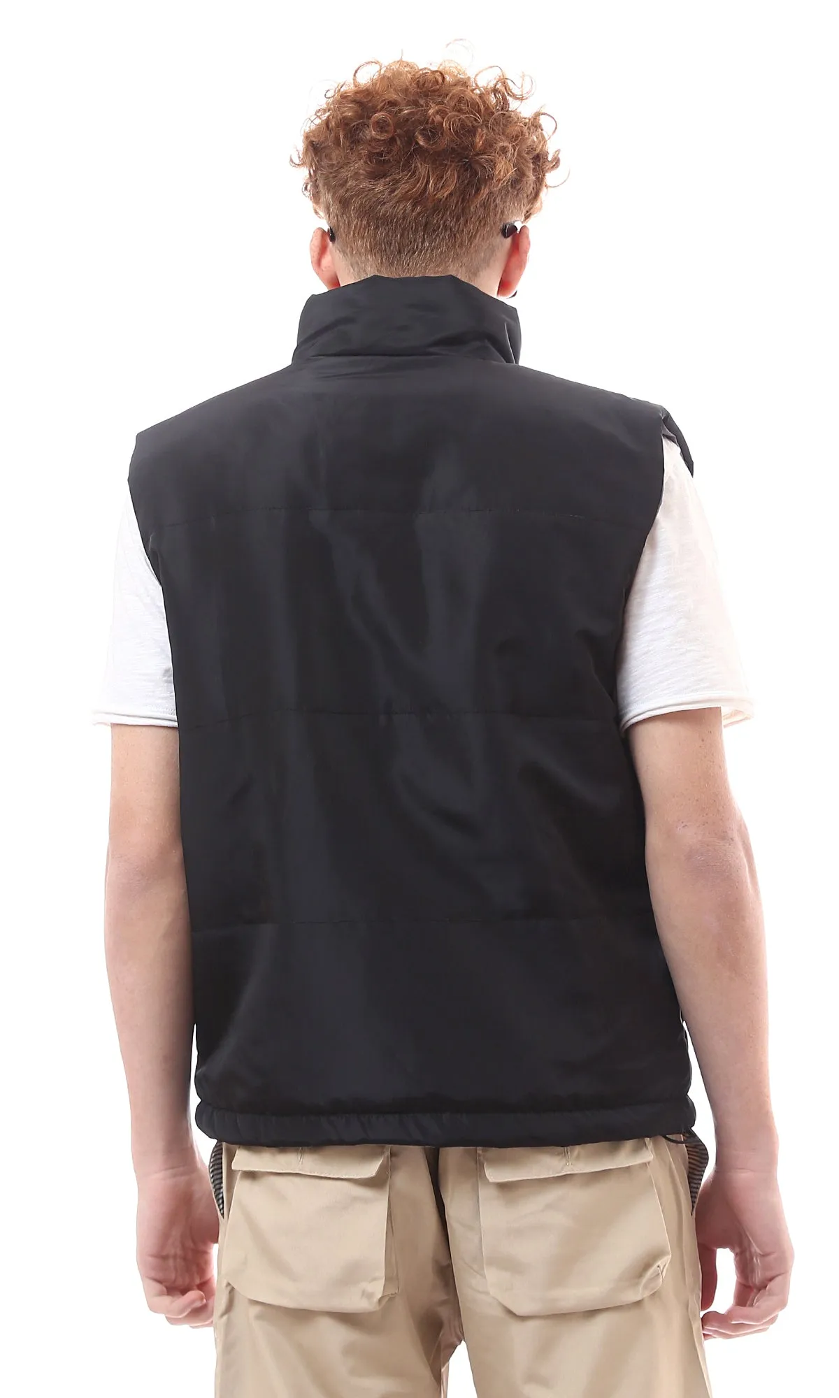 O173705 Double Face Dark Grey & Black Zipped Solid Vest