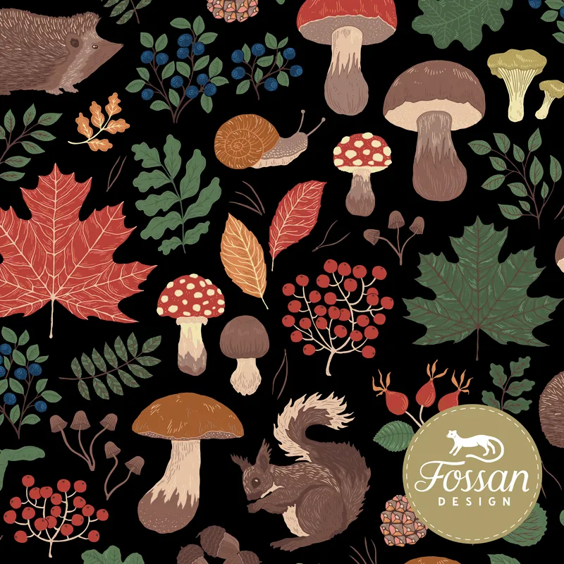 Organic Cotton French Terry in Autumn Forest Night | Designed in Sweden