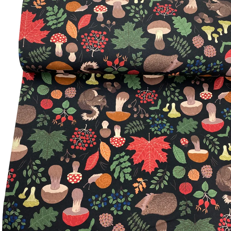 Organic Cotton French Terry in Autumn Forest Night | Designed in Sweden