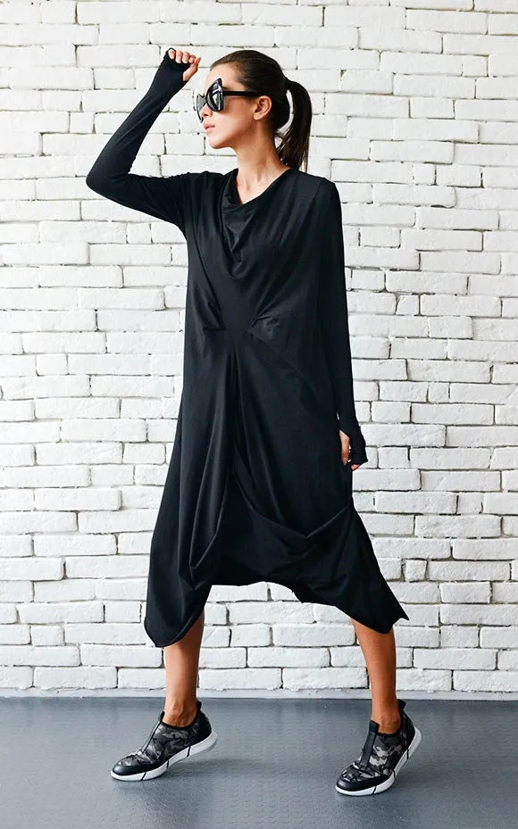 Oversize Black Loose Casual Tunic