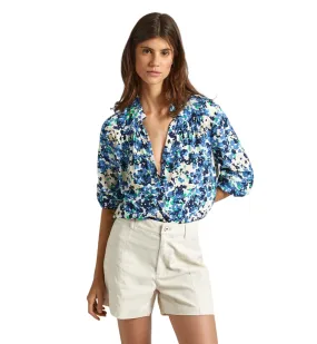 Pepe Jeans women's shirt with floral print Ciria PL304836 553 blue