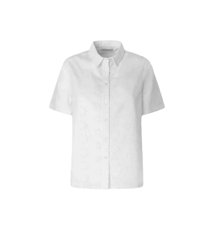 Pepe Jeans women's short-sleeved shirt in broderie anglaise perforated poplin Esty PL304810 800 white