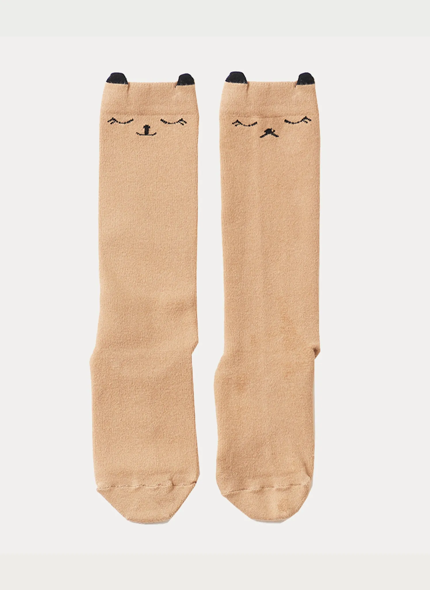 Petite Hailey Sad Happy Knee High Socks in Brown