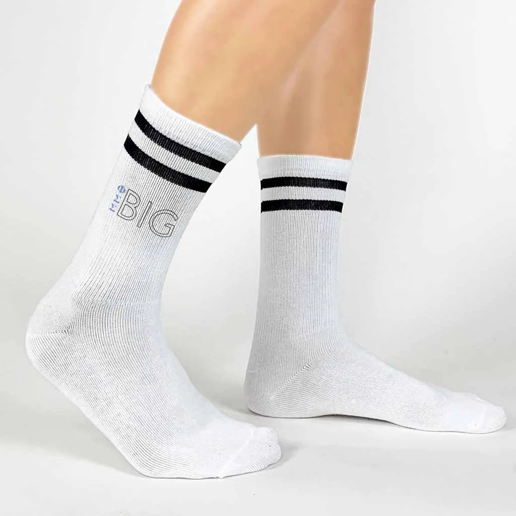 Phi Sigma Sigma Sorority Socks for your Big and Little with Greek Letters on Striped Cotton Crew Socks