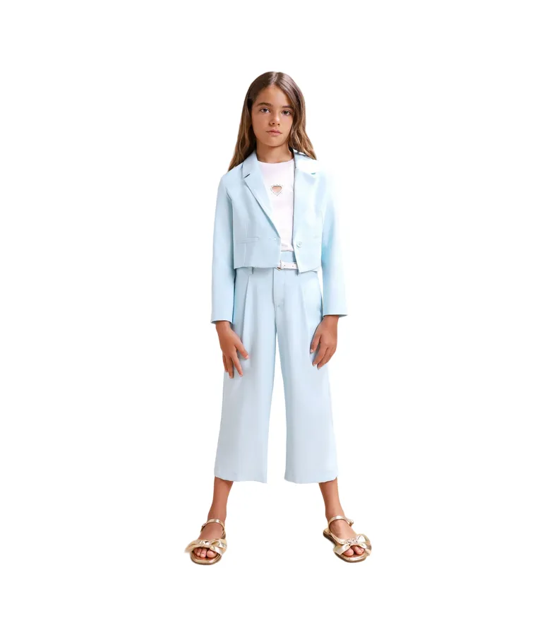 Please Girl's straight cropped trousers with pleats PHB0130G62 pure water