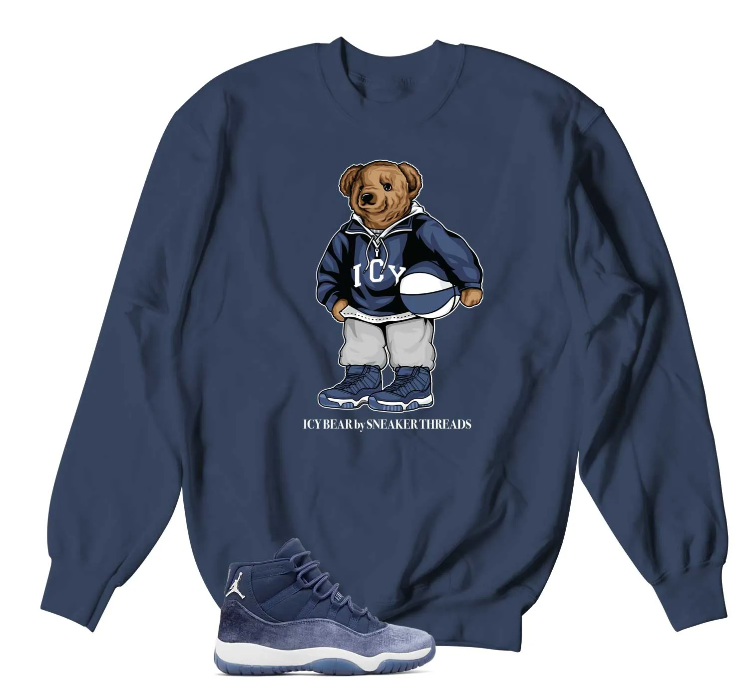 Retro 11 Midnight Navy Sweater - Icy Bear - Navy