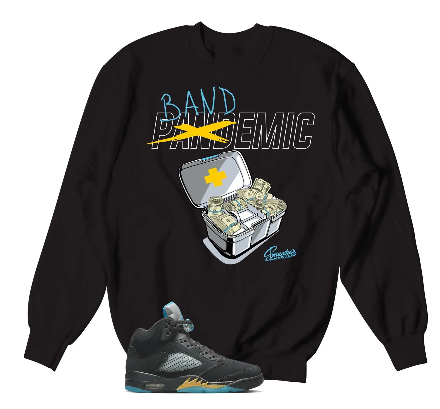 Retro 5 Aqua Sweater - Bandemic - Black