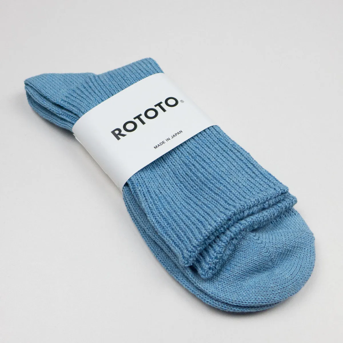 RoToTo - Washi / Recycled Cotton Rib Crew Socks - Sax