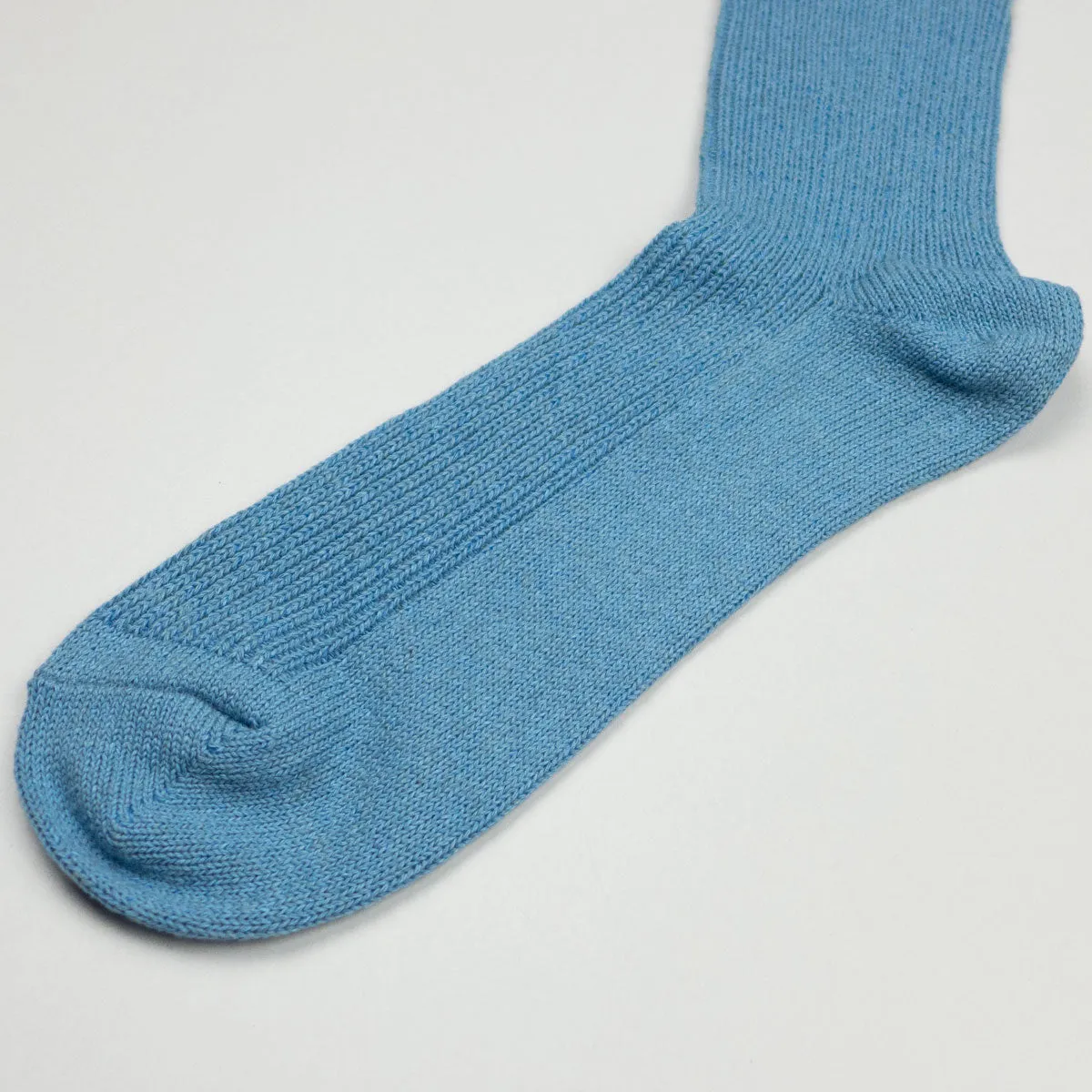 RoToTo - Washi / Recycled Cotton Rib Crew Socks - Sax