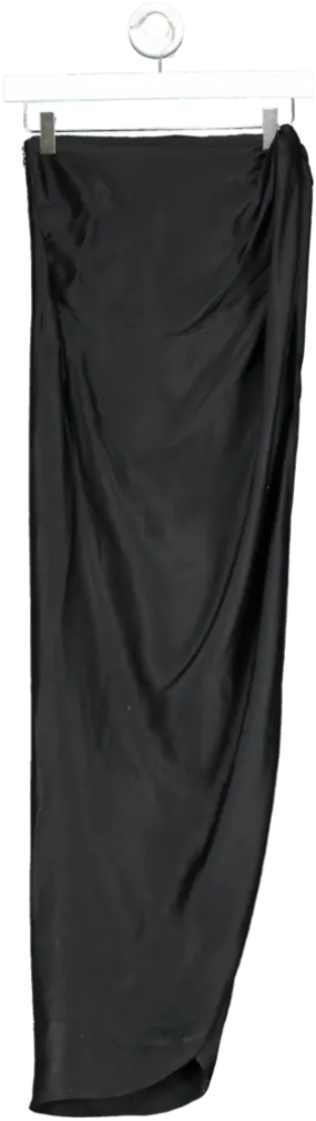 Saaksha & Kinni Black Satin Skirt With Ruching UK S