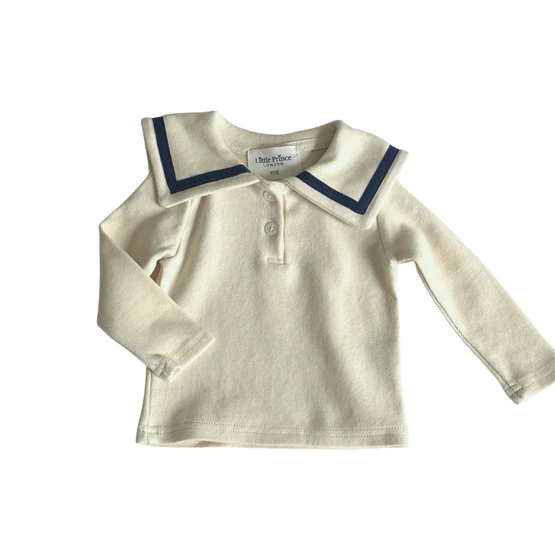 Sailor Top - Ivory   Navy Trim