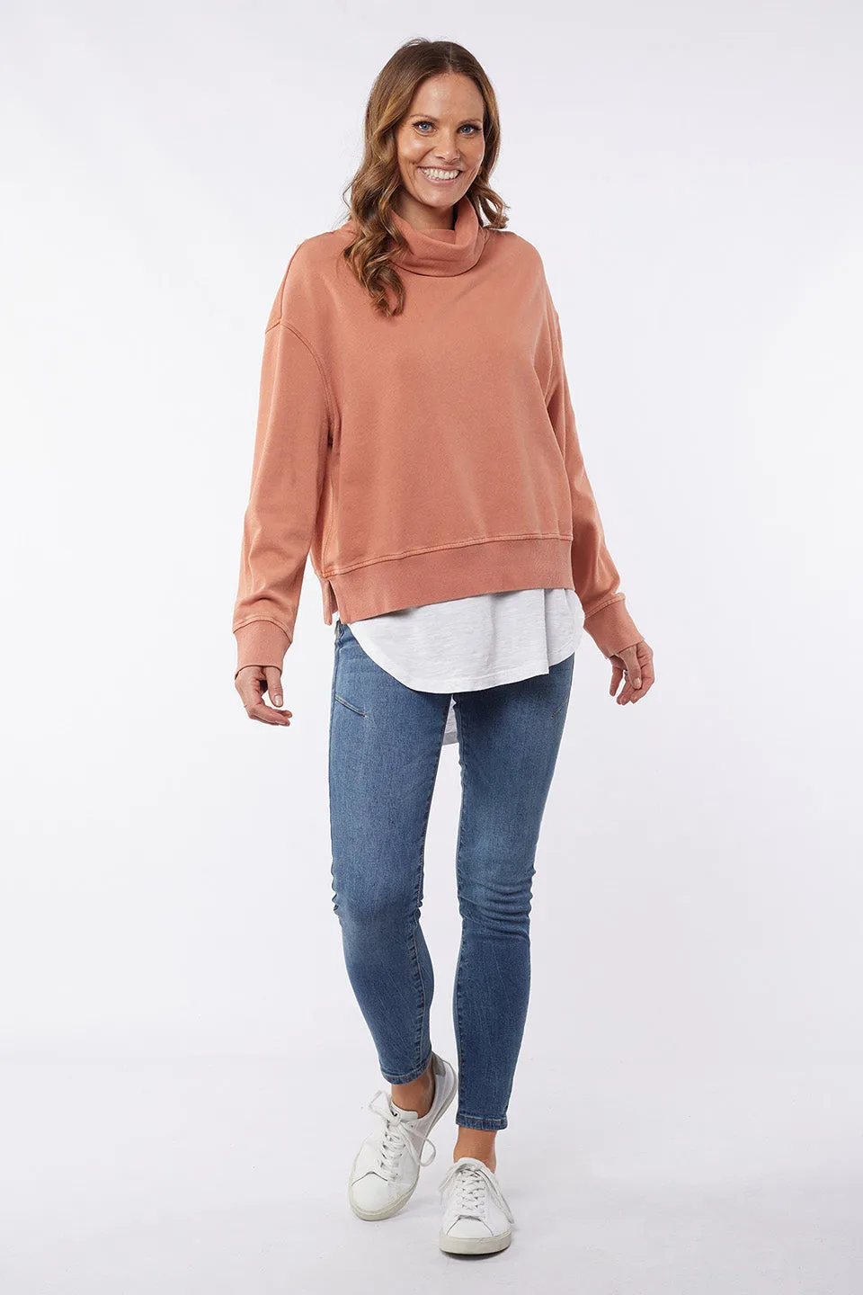 Suzie Roll Neck Copper Fleece Sweat