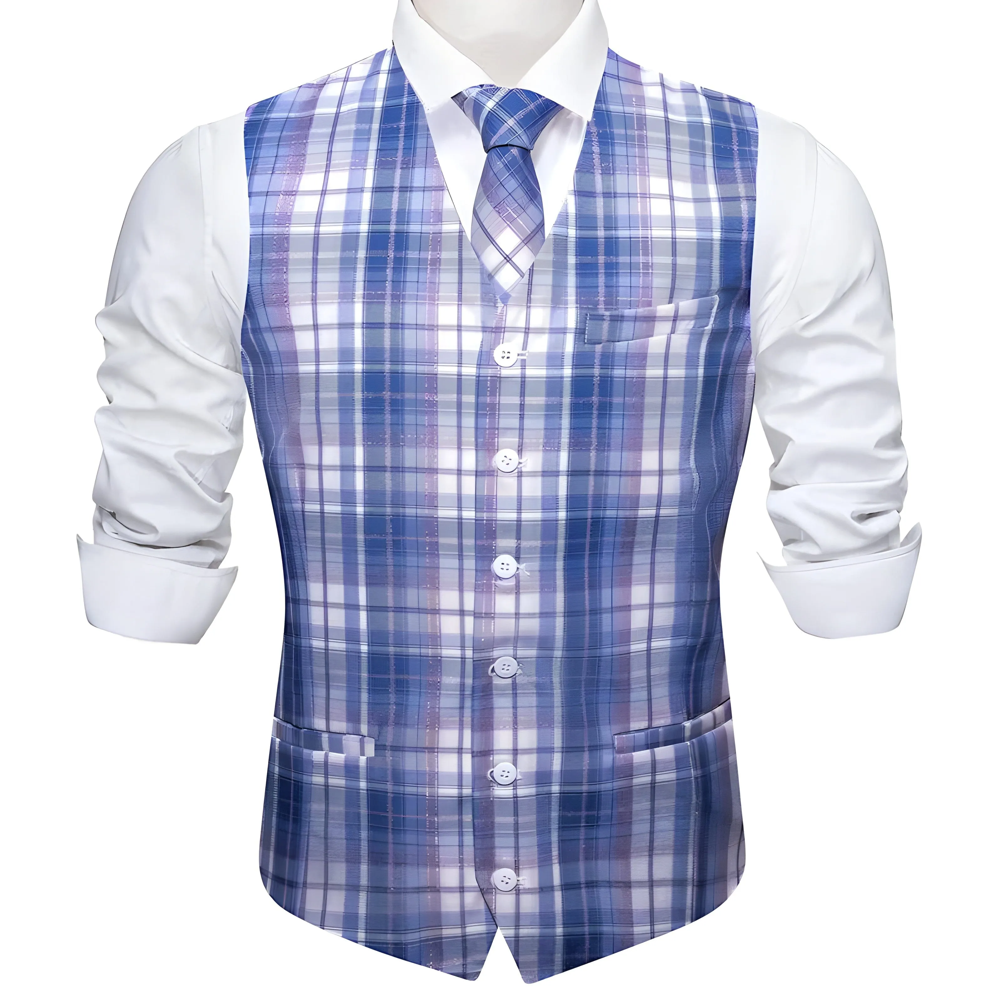 The Hayden Plaid Vest Tie Set - Multiple Colors