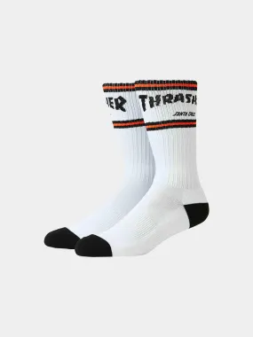 Thrasher x Santa Cruz Strip Crew Socks - White