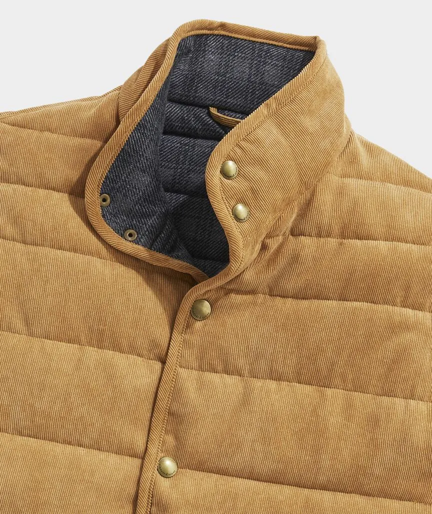 Vineyard Vines Men's Corduroy Puffer Vest - Gingerbread