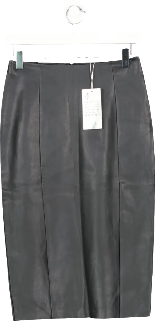 Warehouse Black Faux Leather Pencil Skirt UK 8