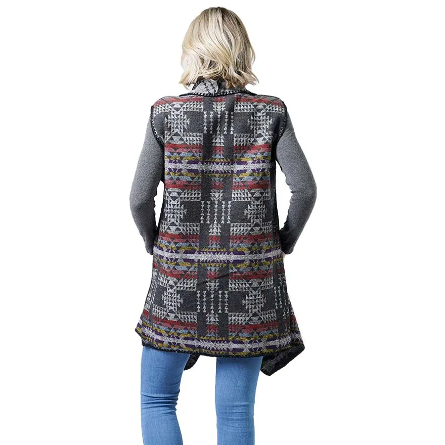 Western Pattern Vest With Pocket