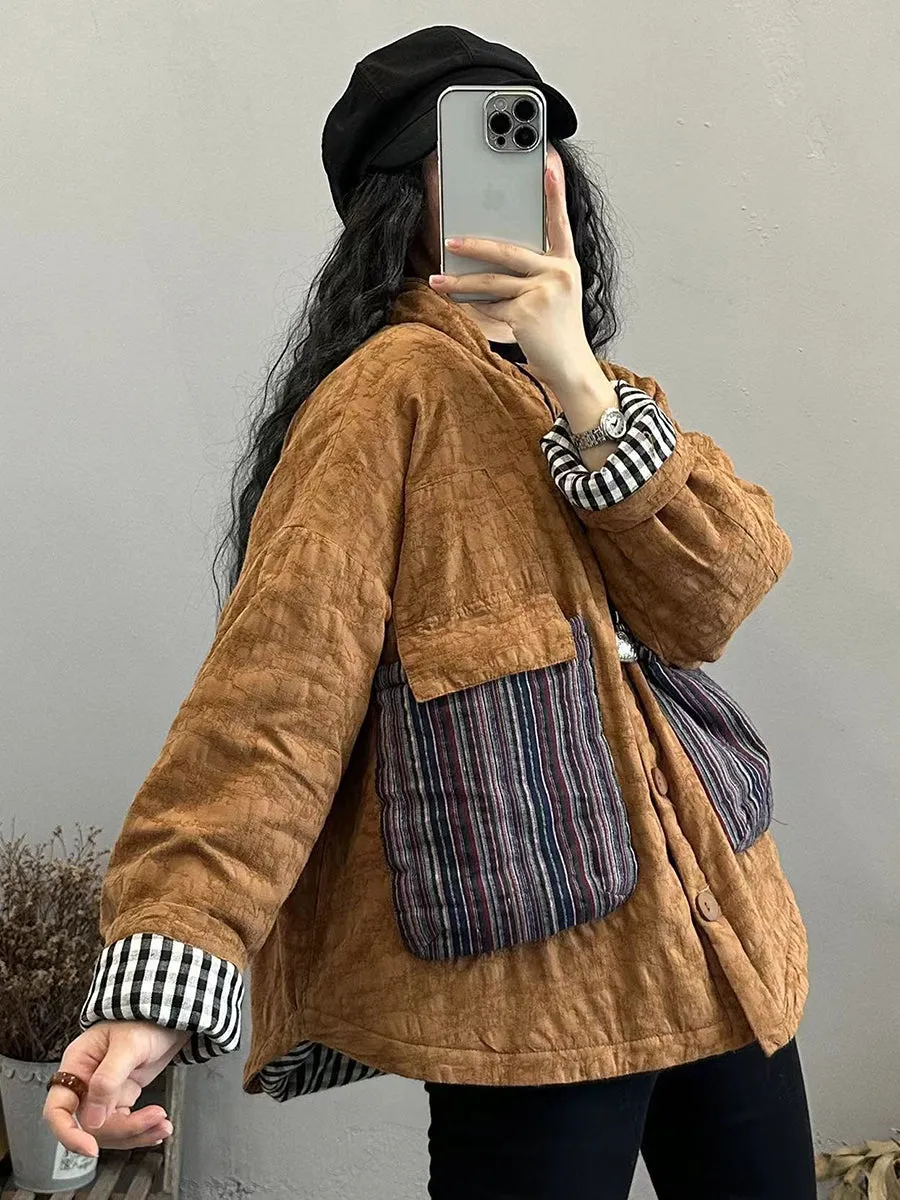 Women Winter Casual Patchwork Parkas