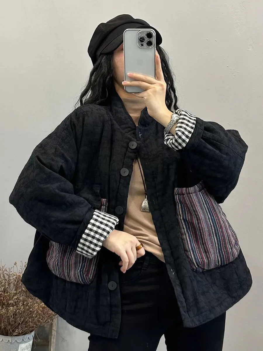 Women Winter Casual Patchwork Parkas