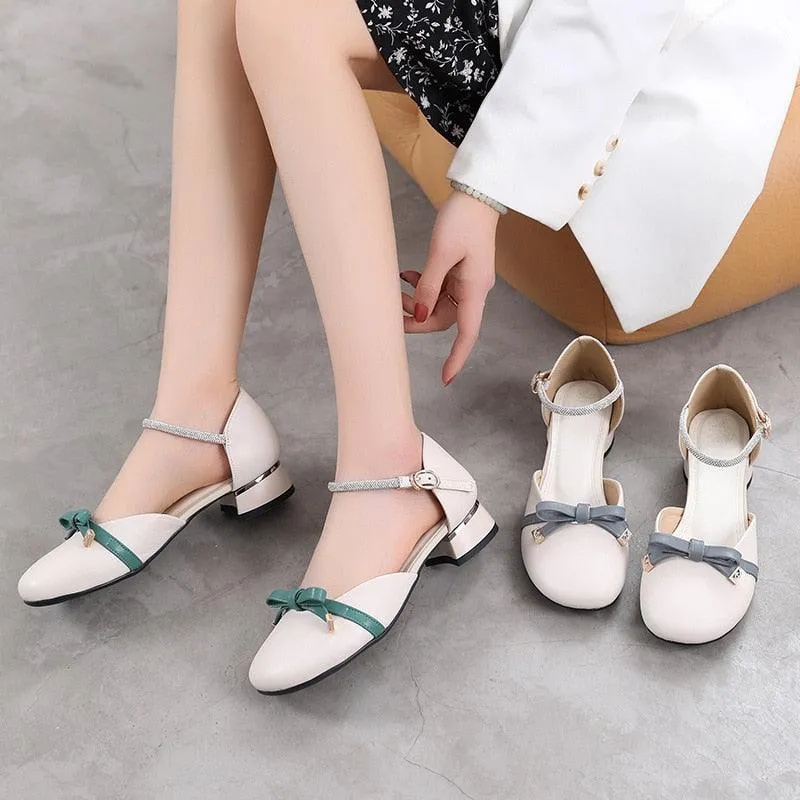 Women's Casual Shoes GC218: Handmade Leather Mid Heel Sandals